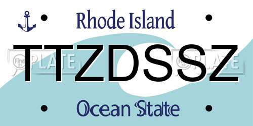 TTZDSSZ Rhode Island License Plate