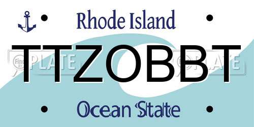 TTZOBBT Rhode Island License Plate