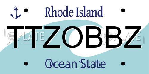 TTZOBBZ Rhode Island License Plate