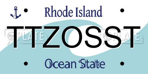 TTZOSST Rhode Island License Plate