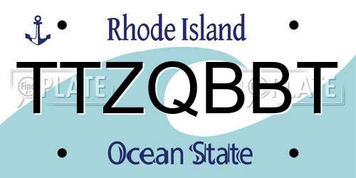 TTZQBBT Rhode Island License Plate