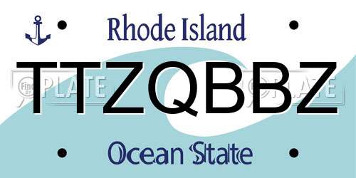 TTZQBBZ Rhode Island License Plate