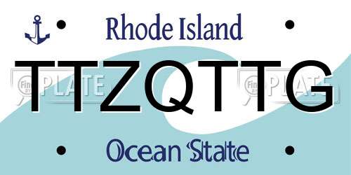 TTZQTTG Rhode Island License Plate