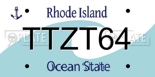 TTZT64 Rhode Island License Plate