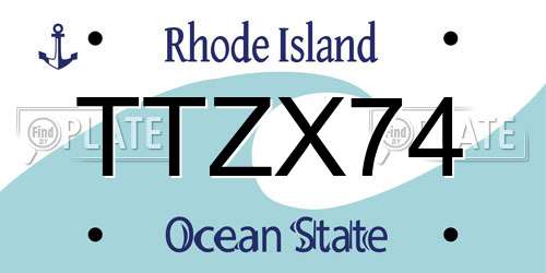 TTZX74 Rhode Island License Plate