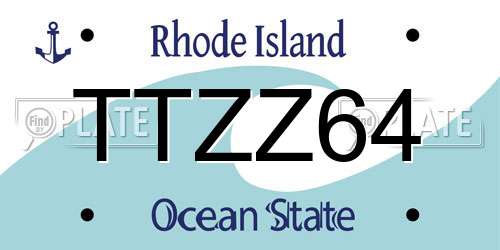 TTZZ64 Rhode Island License Plate