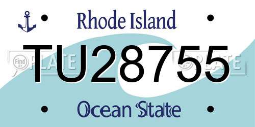 TU28755 Rhode Island License Plate
