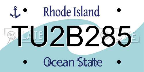 TU2B285 Rhode Island License Plate