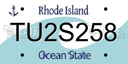 TU2S258 Rhode Island License Plate