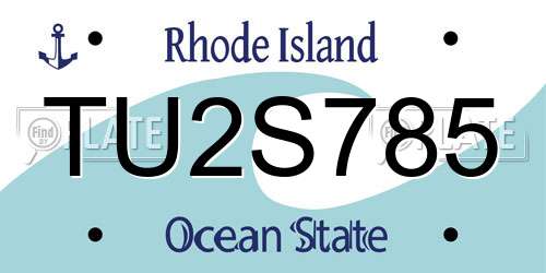 TU2S785 Rhode Island License Plate