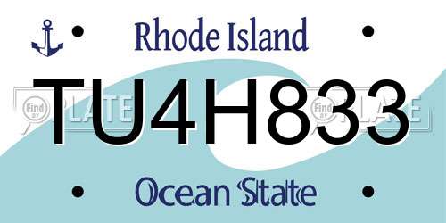 TU4H833 Rhode Island License Plate