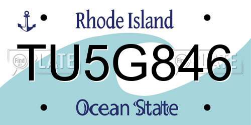 TU5G846 Rhode Island License Plate