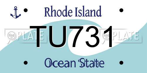 TU731 Rhode Island License Plate