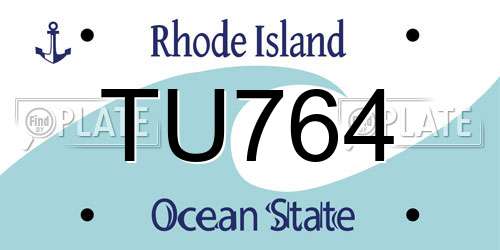 TU764 Rhode Island License Plate