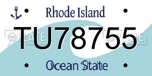 TU78755 Rhode Island License Plate