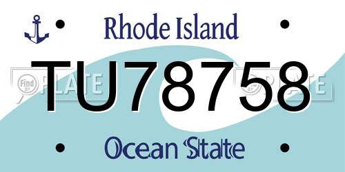 TU78758 Rhode Island License Plate