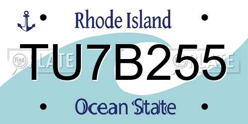 TU7B255 Rhode Island License Plate