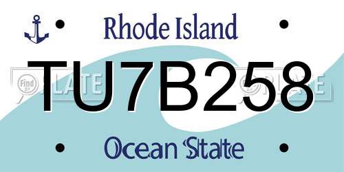 TU7B258 Rhode Island License Plate