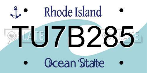 TU7B285 Rhode Island License Plate