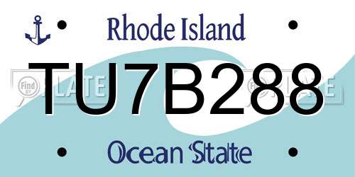 TU7B288 Rhode Island License Plate