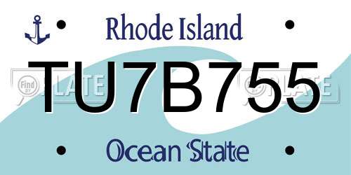 TU7B755 Rhode Island License Plate