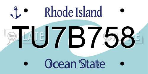 TU7B758 Rhode Island License Plate