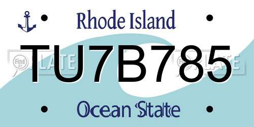 TU7B785 Rhode Island License Plate