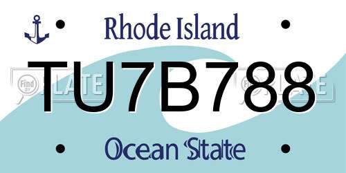 TU7B788 Rhode Island License Plate