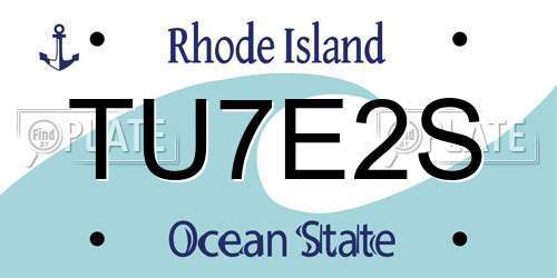 TU7E2S Rhode Island License Plate