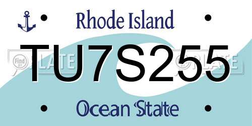 TU7S255 Rhode Island License Plate