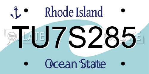 TU7S285 Rhode Island License Plate