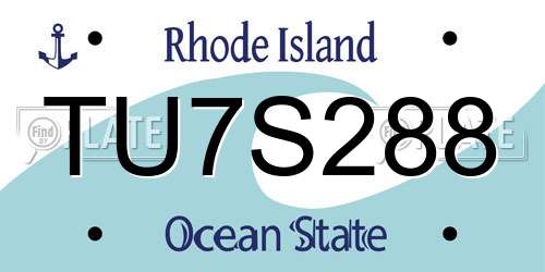 TU7S288 Rhode Island License Plate