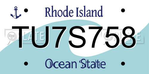 TU7S758 Rhode Island License Plate