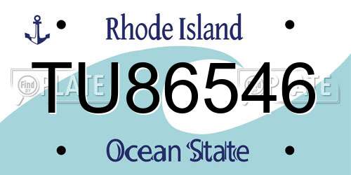 TU86546 Rhode Island License Plate