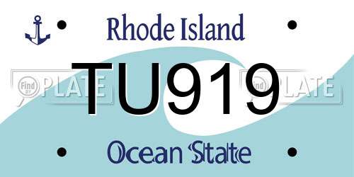 TU919 Rhode Island License Plate