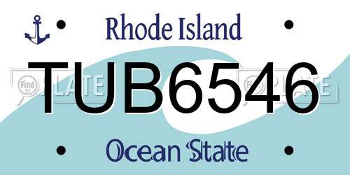 TUB6546 Rhode Island License Plate