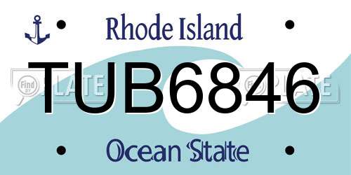 TUB6846 Rhode Island License Plate