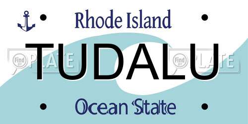 TUDALU Rhode Island License Plate