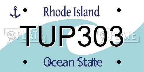 TUP303 Rhode Island License Plate