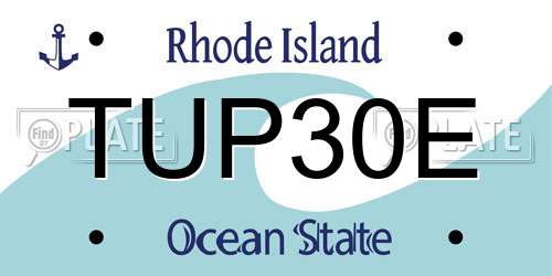 TUP30E Rhode Island License Plate