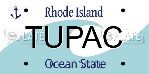 TUPAC Rhode Island License Plate