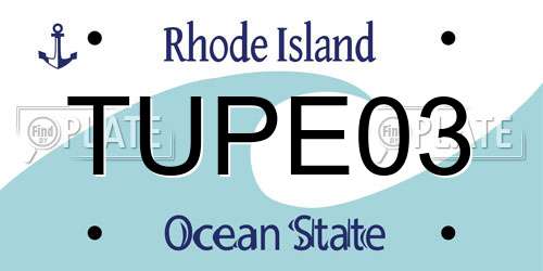 TUPE03 Rhode Island License Plate