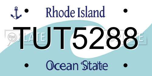 TUT5288 Rhode Island License Plate