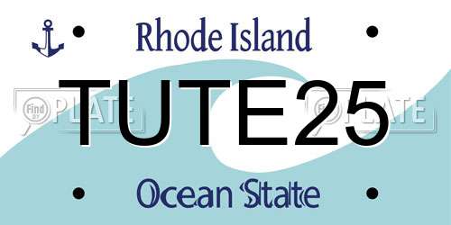 TUTE25 Rhode Island License Plate