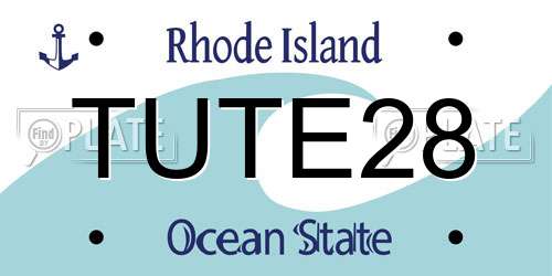 TUTE28 Rhode Island License Plate