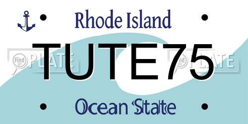 TUTE75 Rhode Island License Plate