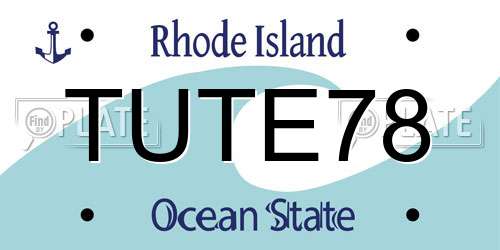 TUTE78 Rhode Island License Plate