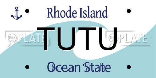 TUTU Rhode Island License Plate