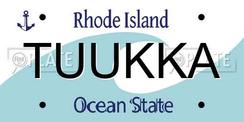 TUUKKA Rhode Island License Plate