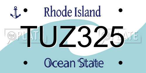 TUZ325 Rhode Island License Plate